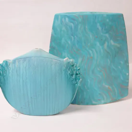 Two Ian Firth matt blue glazed vases