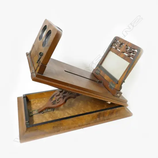 A Victorian rosewood stereoscope card viewer