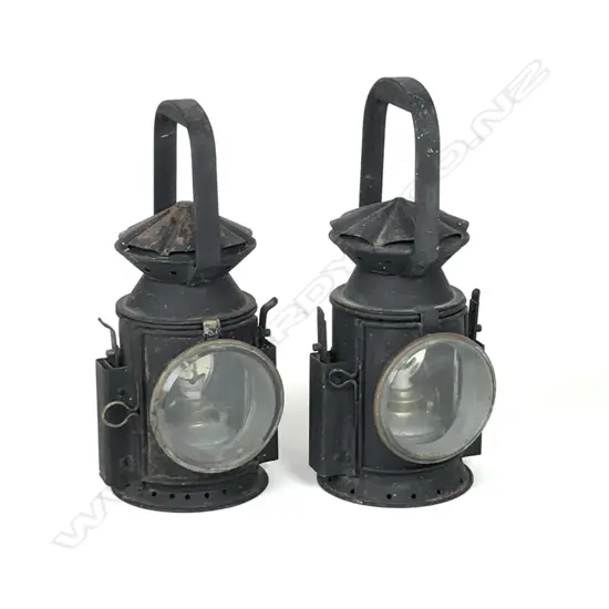 Two old railway signalling lanterns