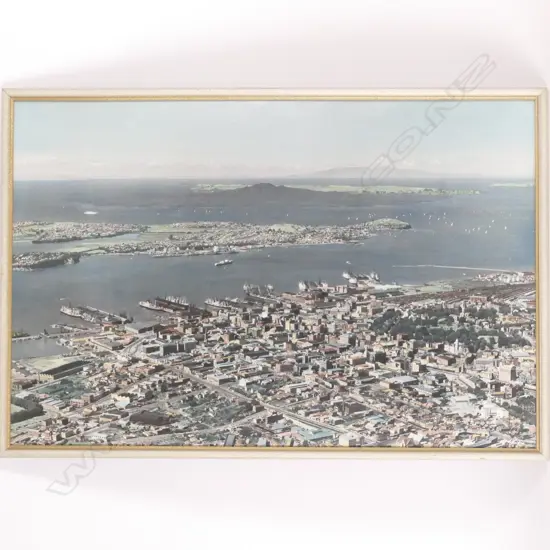 A large format Whites Aviation hand coloured photograph of Auckland