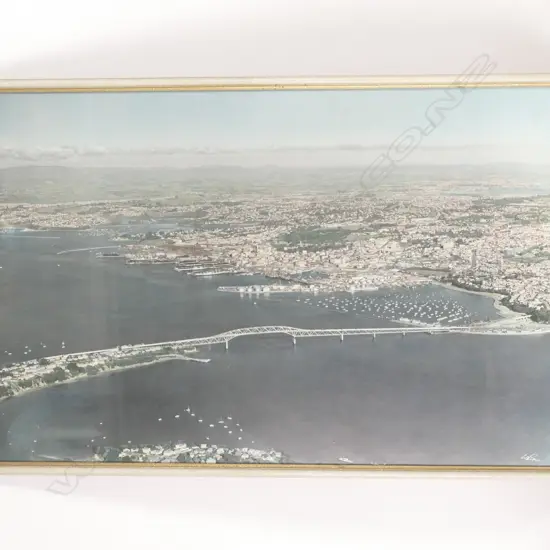 A large format Whites Aviation hand coloured photograph of Auckland