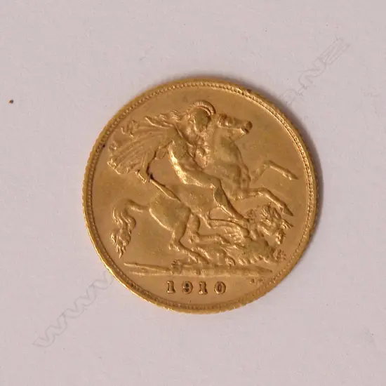 A 1910 gold half sovereign