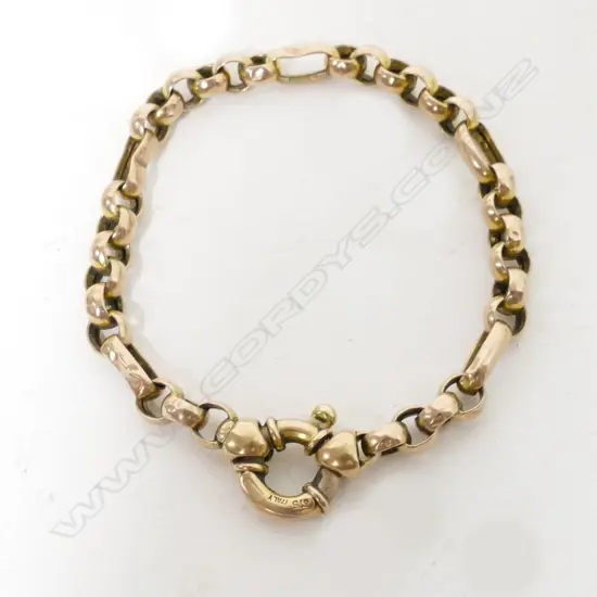 An Italian 9ct. yellow gold Belcher link bracelet