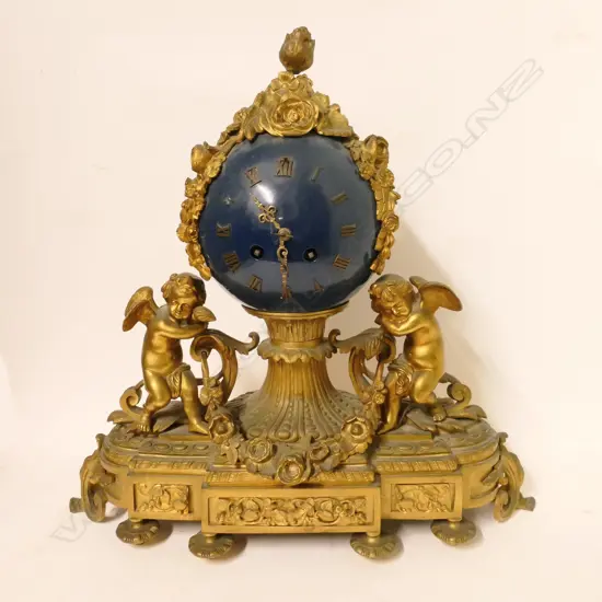 A 19thC French gilt sculptural mantel clock