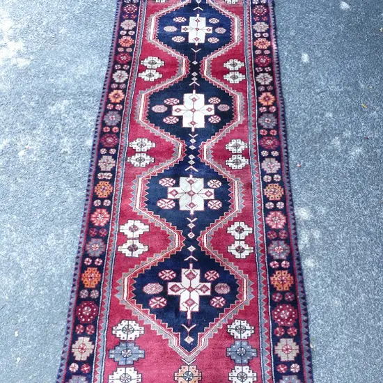 A Persian hand knotted runner