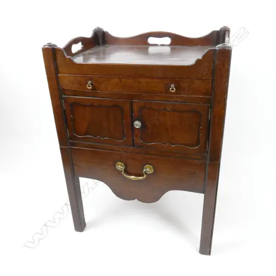 A Georgian mahogany tray-top bedside cabinet