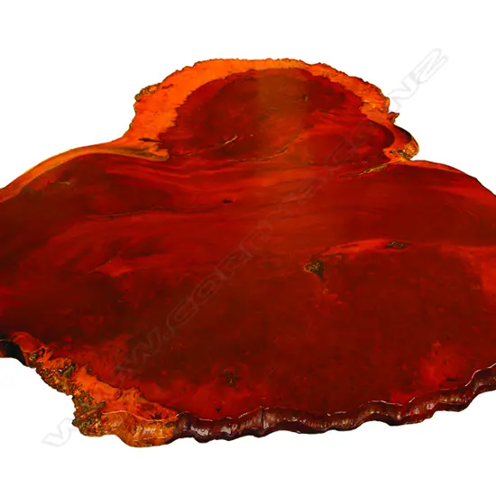 A mid-20thC large Burmese rosewood burr slab form table