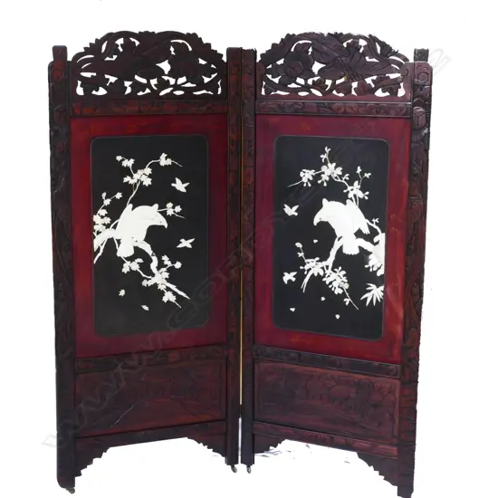 A late 19thC Japanese two-fold screen