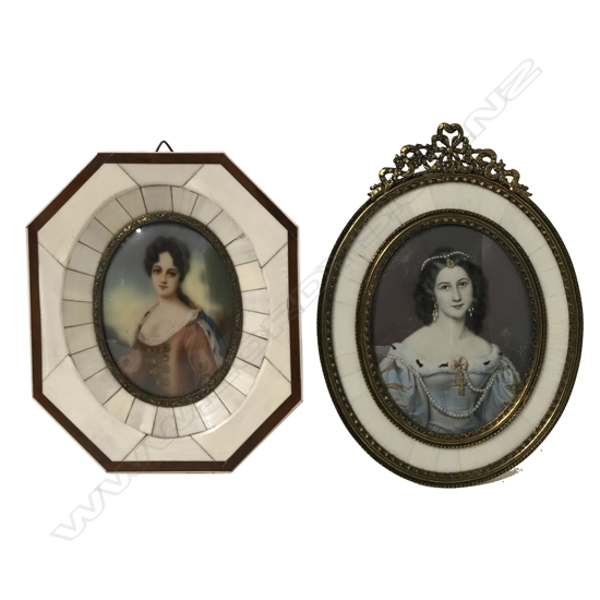 Two portrait miniatures of women