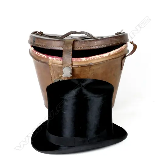 A Victorian black sealskin top hat