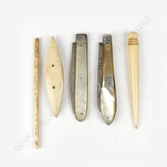 Two silver and mother of pearl fruit knives
