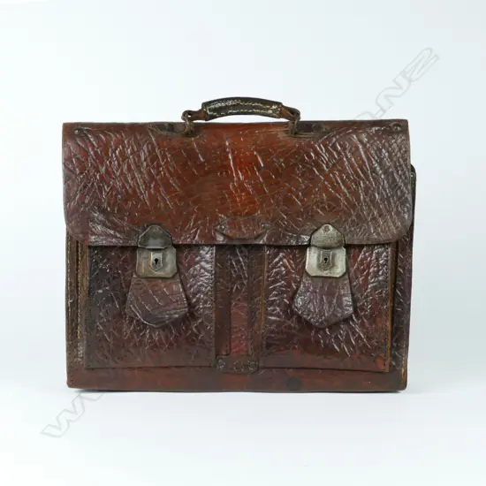 An Edwardian elephant hide attaché case