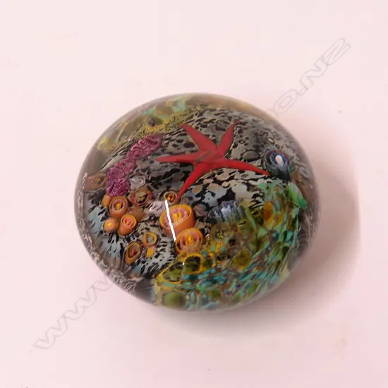 Peter Raos New Zealand art glass 'Sea Secret' paperweight
