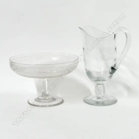 A 19thC glass celery jug and tazza