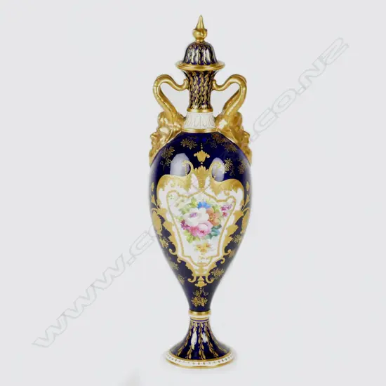 A high quality Royal Doulton white bone china lidded baluster vase