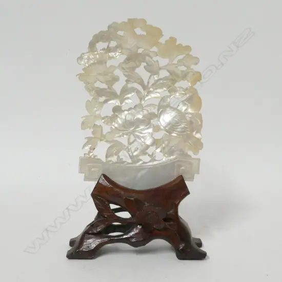 A Chinese mother-of-pearl table plaque