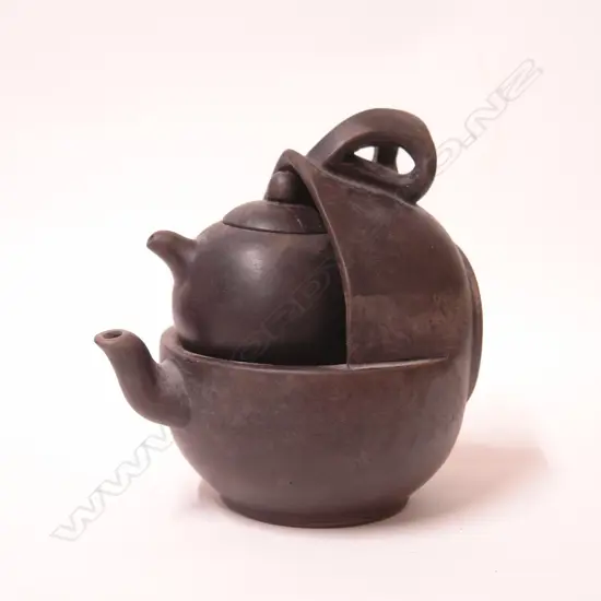 A Chinese Yixing teapot within teapot