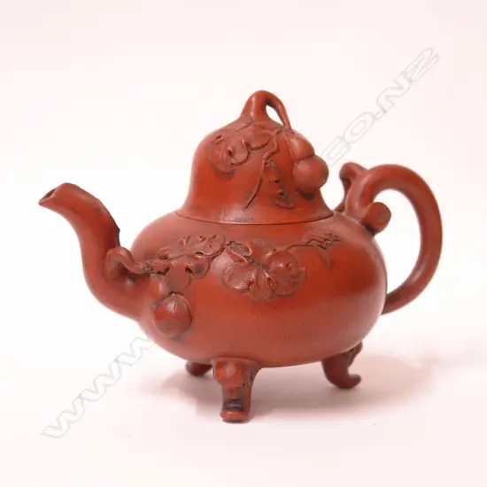 A Chinese Yixing melon form teapot