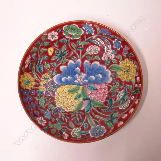 A Chinese floral polychrome decorated dish