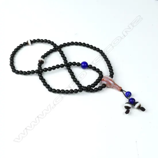 A Chinese zitan wood mala bead necklace