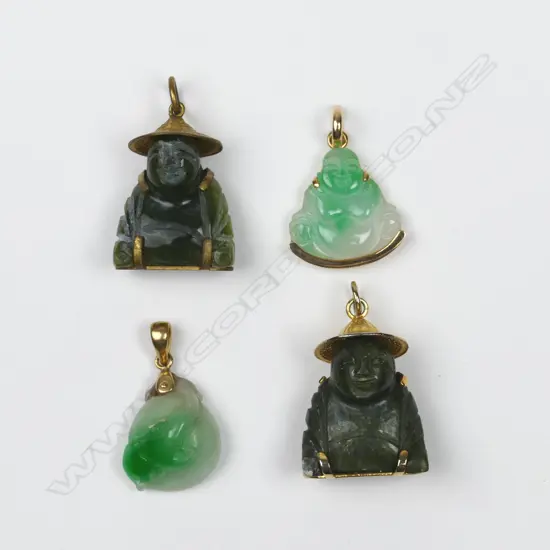 Four Chinese jade Buddha pendants