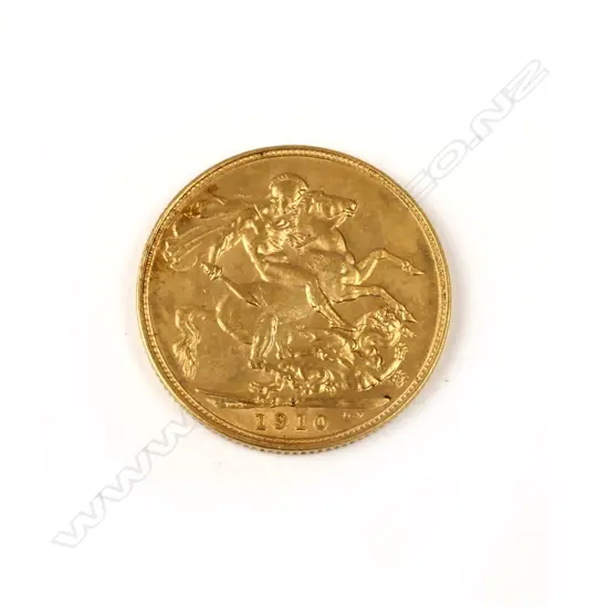 A 1910 gold full sovereign