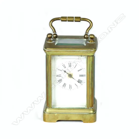 A rare late 19thC French miniature brass cased carriage clock