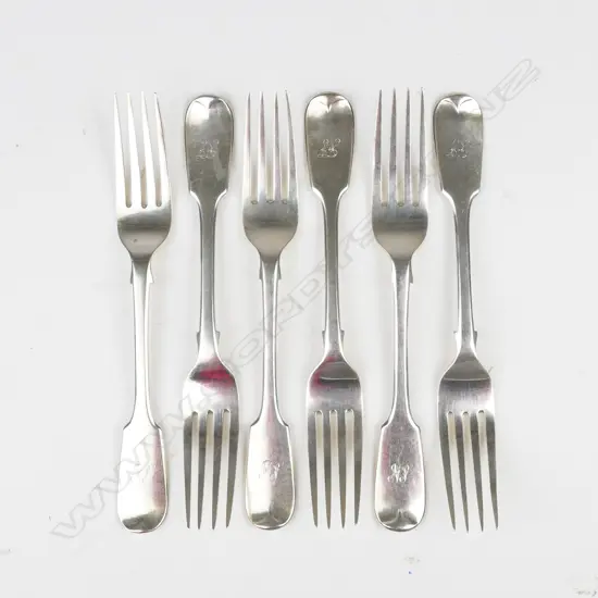 Six silver luncheon forks