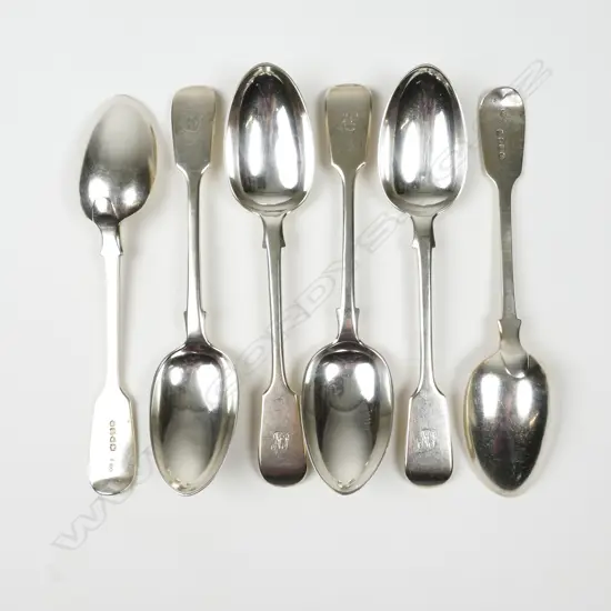 Six silver dessert spoons