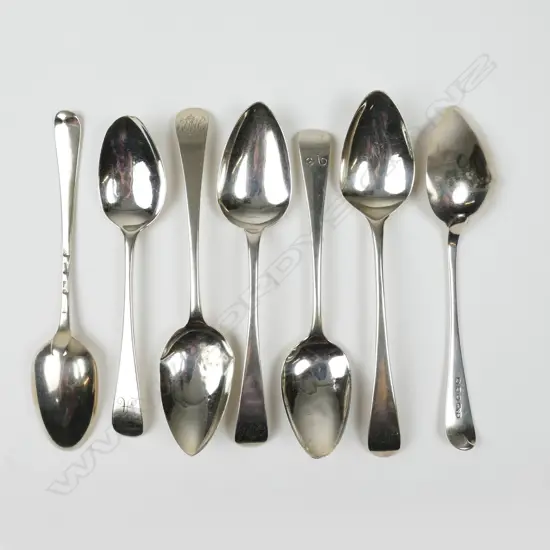 Seven silver dessert spoons