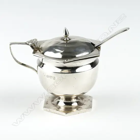 A silver mustard pot