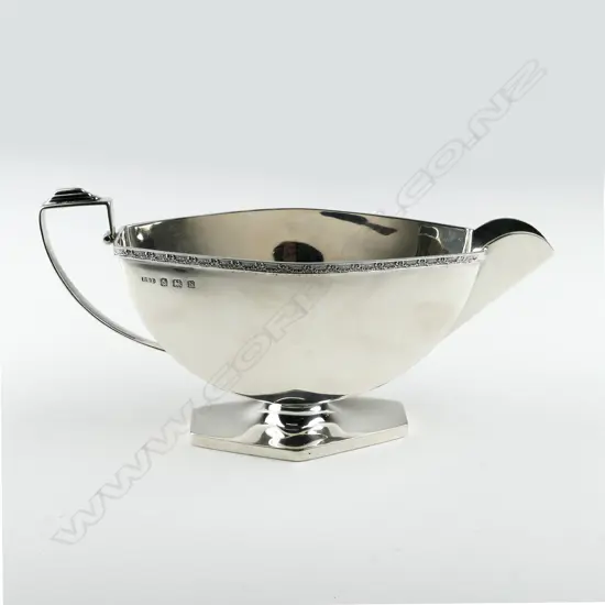 An Art Deco silver sauce boat