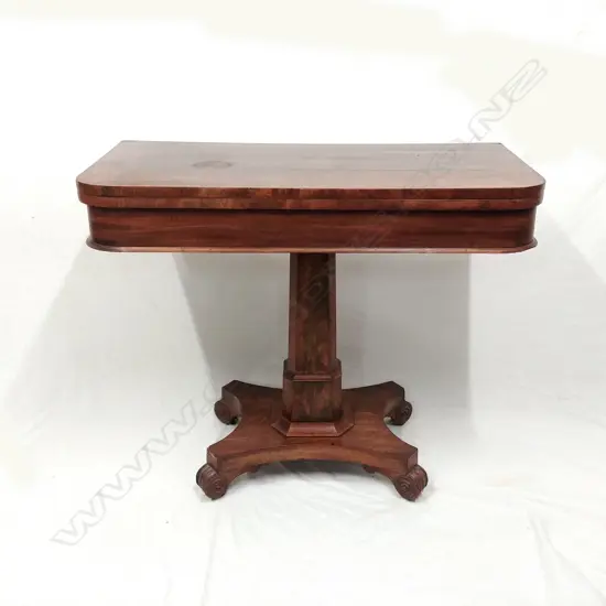 A William IV mahogany flap-top card table