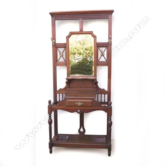A Victorian walnut hall stand