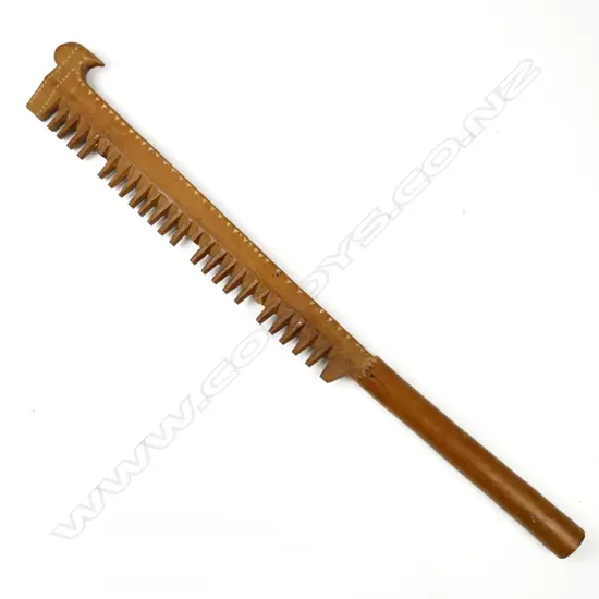A late 19thC/early 20thC Samoan wooden saw tooth club (nifo'oti)