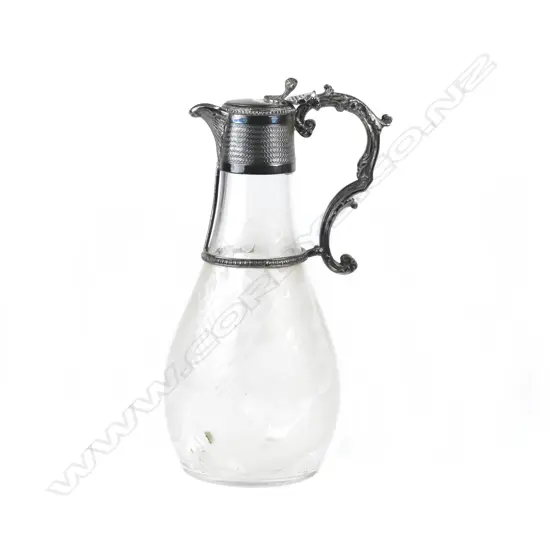 ETCHED GLASS & EP CLARET JUG