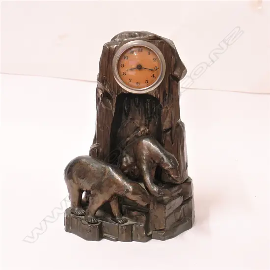 A European Art Deco bronzed metal polar bear clock