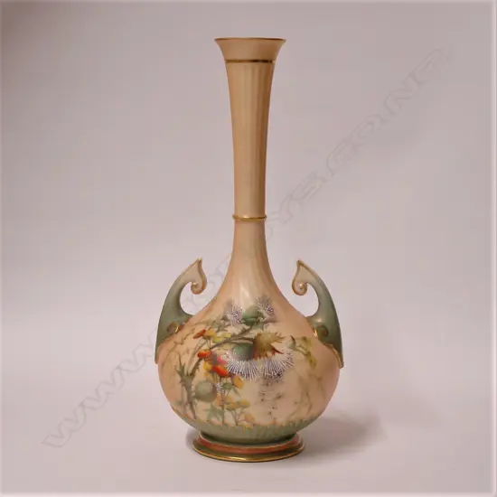 A c.1900 Royal Worcester tall specimen vase painted with thistles