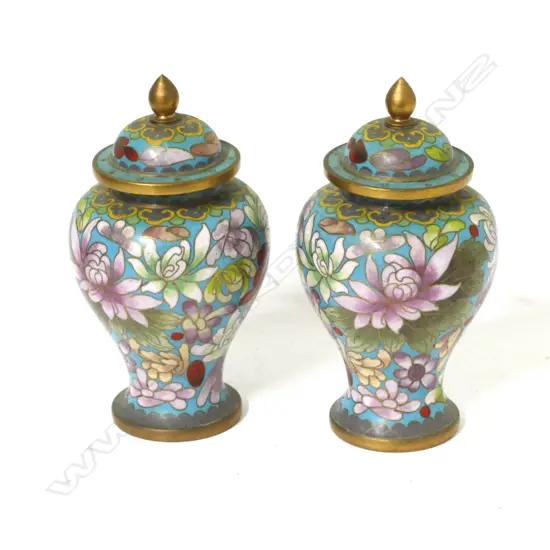 PR CLOISONNE LIDDED VASES