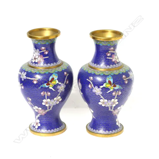 A pair of Chinese cloisonné vases
