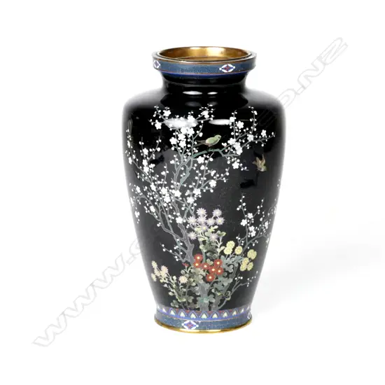 A Japanese cloisonné vase in the manner of Hayashi Kodenji