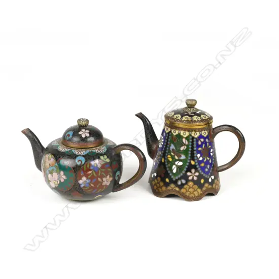 A miniature cloisonné teapot