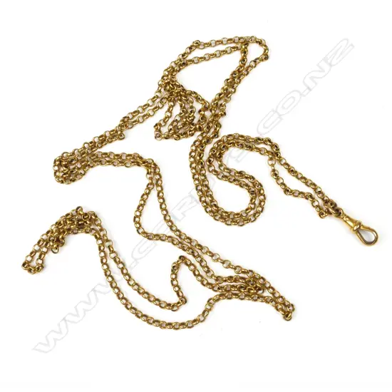 A c.1900 rolled gold muff chain