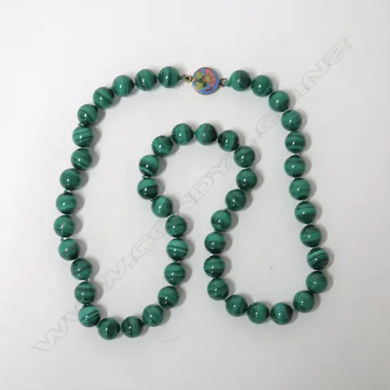 A vintage malachite bead necklace