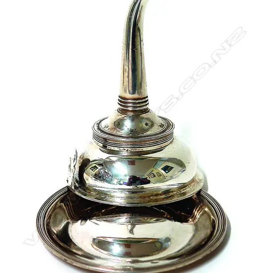 A George III silver wine funnel on tray