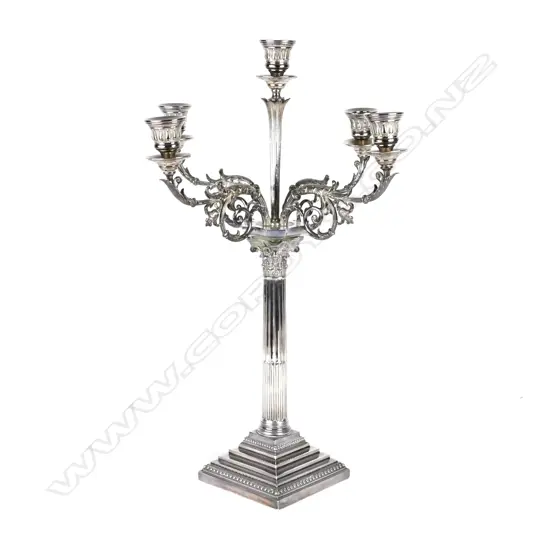 A Victorian silver plated five-light