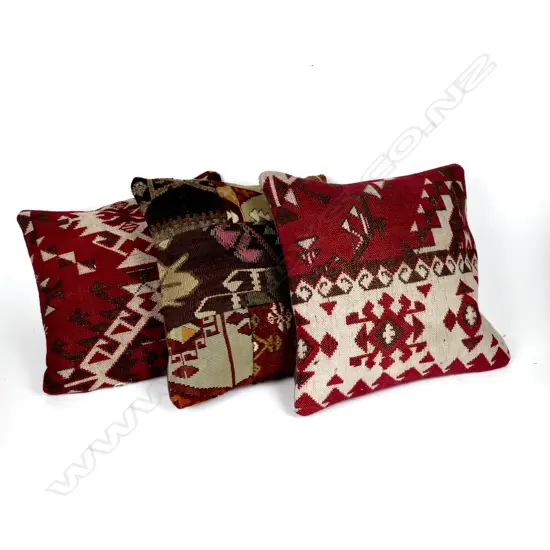 Three Turkish kilim cushions