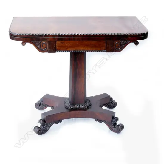 A William IV rosewood flap-top card table