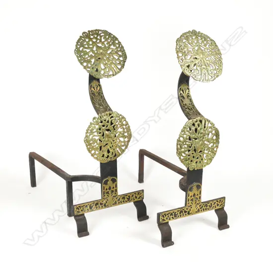 PR CHARLES II STYLE IMPRESSIVE ANDIRONS 