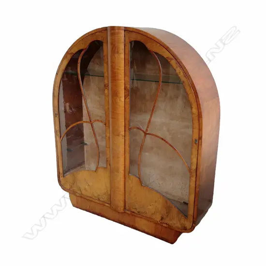 A walnut Art Deco display cabinet